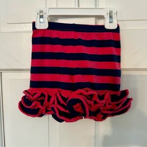 Adorable Essentials Navy & Pink Striped Ruffle Shorts